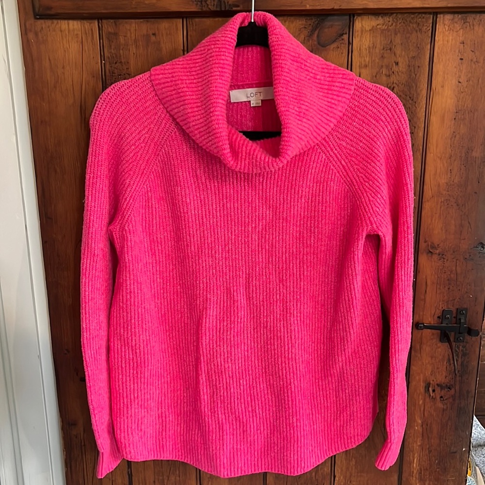 LOFT Pink Cowl Neck Sweater